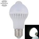 Lâmpada LED E27 5W 12 LEDs SMD 5730 300LM com Sensor de Movimento Infravermelho, Distância do Sensor: 4-6m, AC 220V, E27 5W Luz Branca, E27 5W Luz Branca Quente