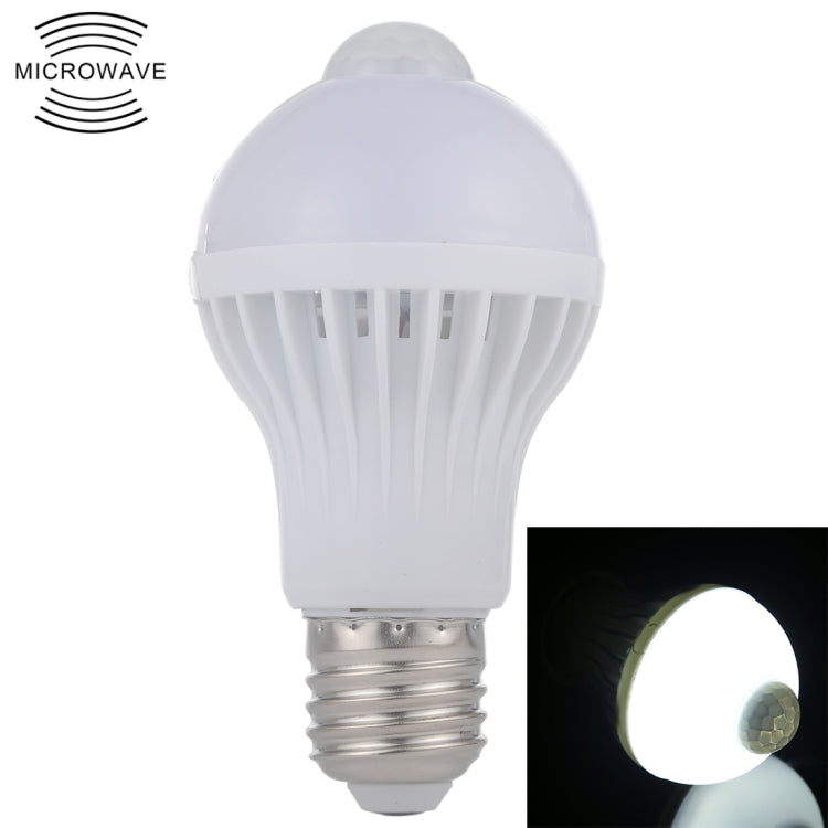 Lâmpada LED E27 5W 12 LEDs SMD 5730 300LM com Sensor de Movimento Infravermelho, Distância do Sensor: 4-6m, AC 220V, E27 5W Luz Branca, E27 5W Luz Branca Quente