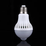 Lâmpada LED E27 5W 12 LEDs SMD 5730 300LM com Sensor de Movimento Infravermelho, Distância do Sensor: 4-6m, AC 220V, E27 5W Luz Branca, E27 5W Luz Branca Quente