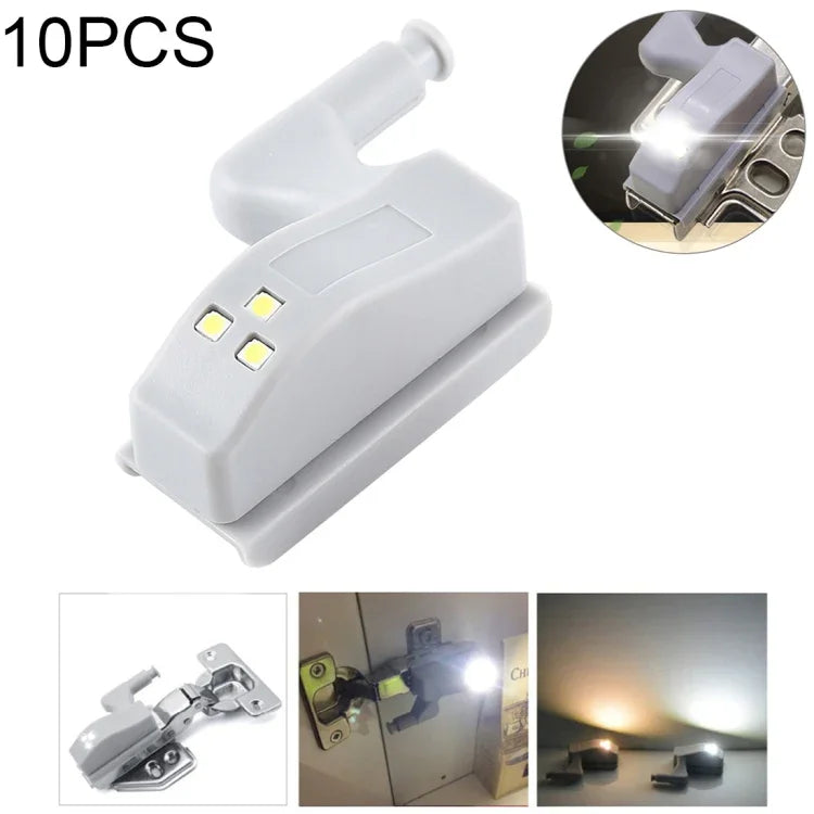 10 UNIDADES Lâmpada Sensor LED Dobradiça Interna Universal 0,3W para Armário com 3 LEDs Luz Noturna Lâmpada Auto LIGA/DESLIGA, 10 UNIDADES Luz Branca, 10 UNIDADES Luz Branco Quente