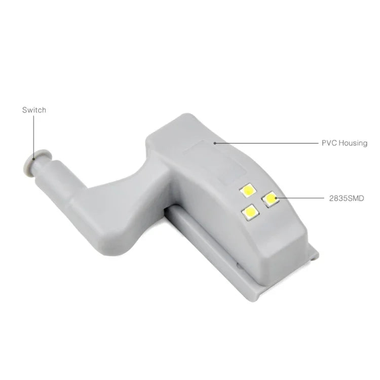 10 UNIDADES Lâmpada Sensor LED Dobradiça Interna Universal 0,3W para Armário com 3 LEDs Luz Noturna Lâmpada Auto LIGA/DESLIGA, 10 UNIDADES Luz Branca, 10 UNIDADES Luz Branco Quente