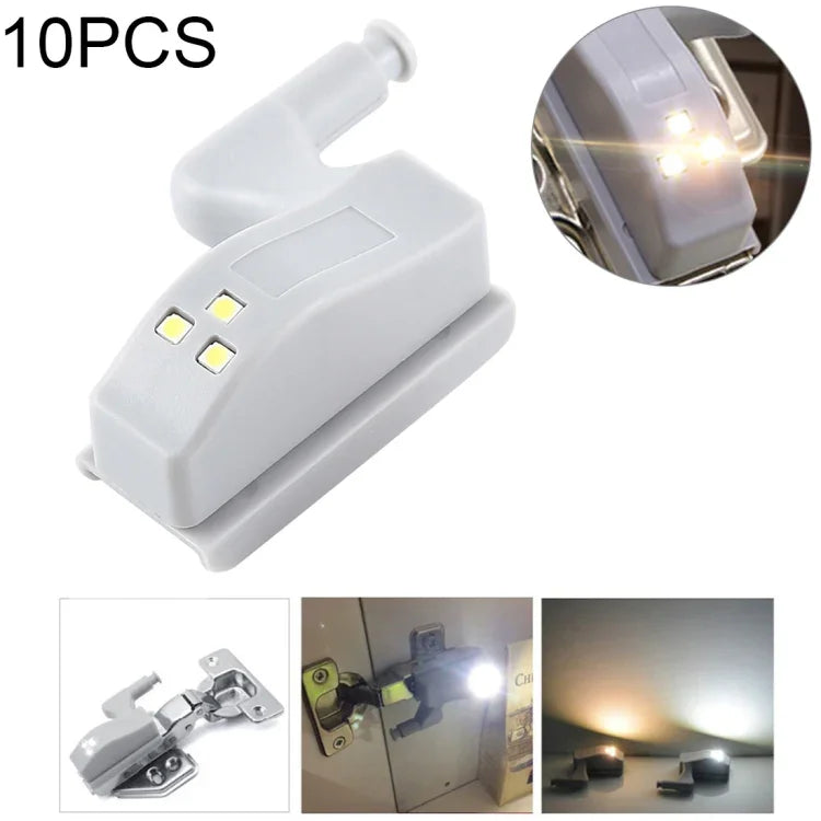 10 UNIDADES Lâmpada Sensor LED Dobradiça Interna Universal 0,3W para Armário com 3 LEDs Luz Noturna Lâmpada Auto LIGA/DESLIGA, 10 UNIDADES Luz Branca, 10 UNIDADES Luz Branco Quente