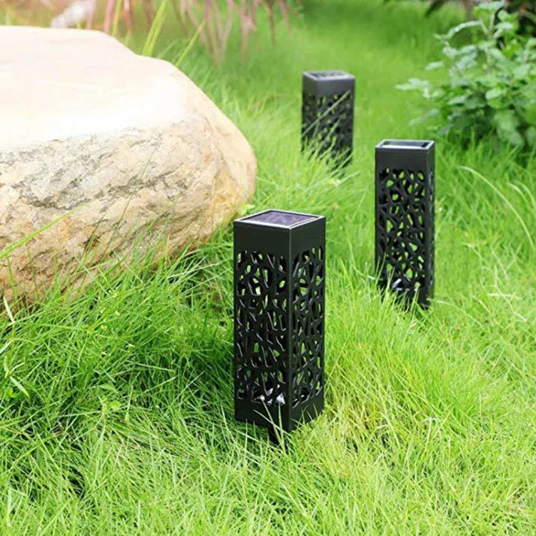 Lâmpada de Relva de Jardim Solar Exterior com Design Vazado