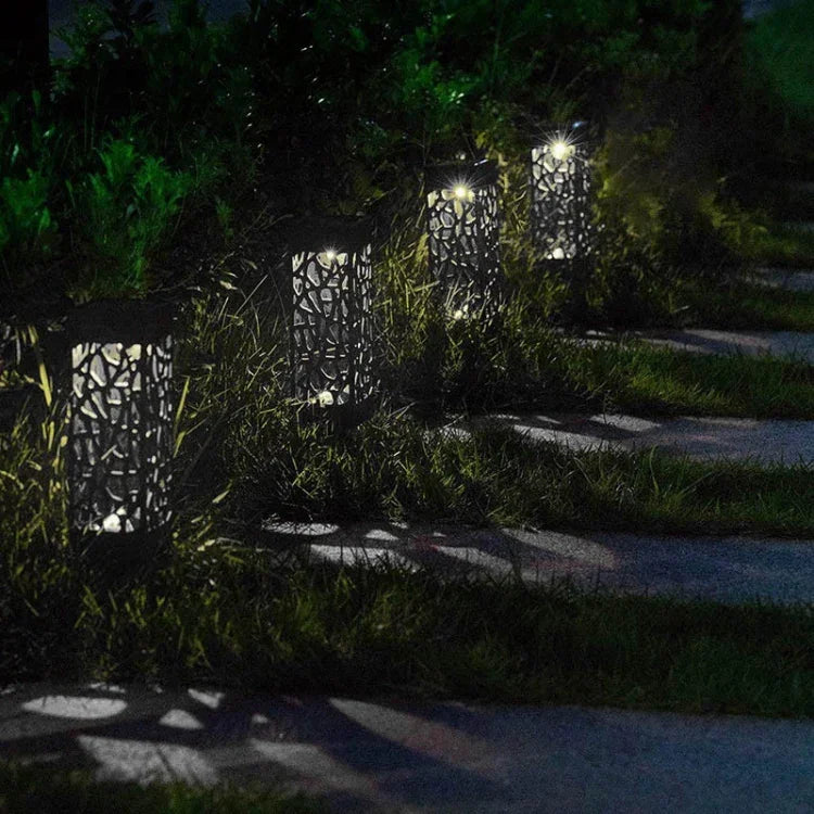 Lâmpada de Relva de Jardim Solar Exterior com Design Vazado