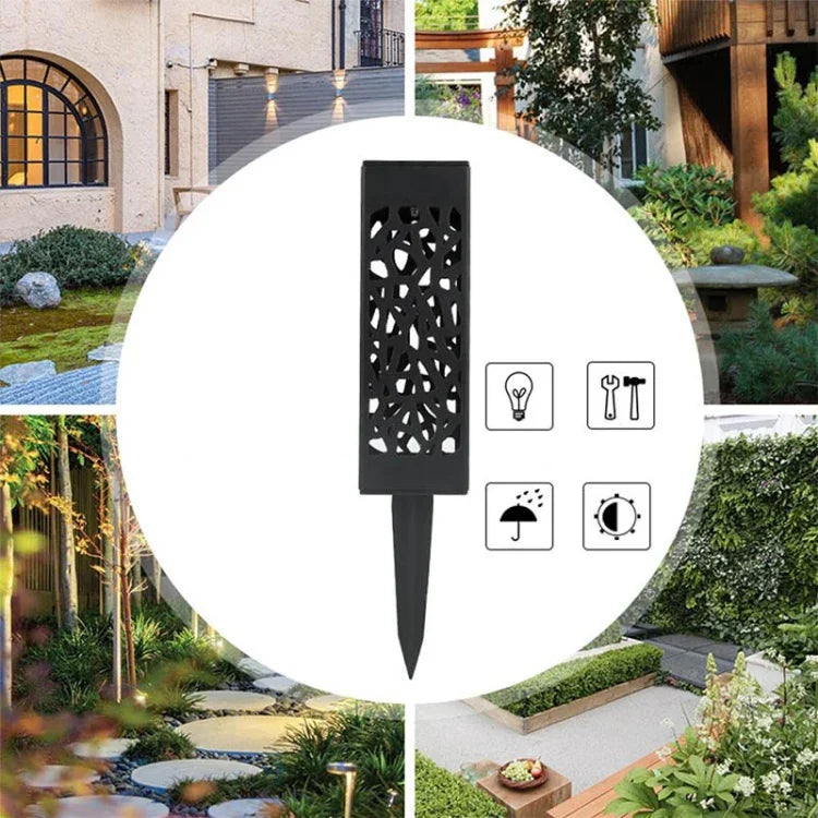 Lâmpada de Relva de Jardim Solar Exterior com Design Vazado