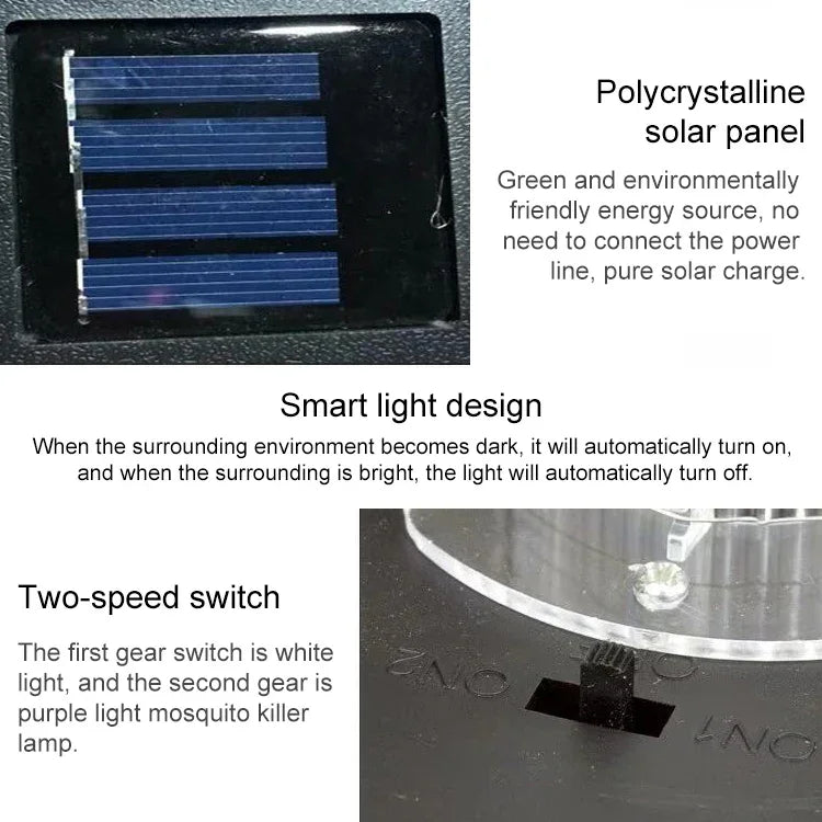 Lâmpada de Relva para Quinta com Mata-Mosquitos Solar LED, IP44 à Prova de Água
