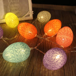 Cordão de Luz de Fios de Algodão Coloridos com 20 LEDs, 3,5m 110V, Lâmpada de Ovo para Feriado de Páscoa e Festa Doméstica