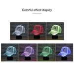Candeeiro de Mesa LED 3D em Forma de Boné de Baseball Colorido, Versão com Controlo Remoto 16 Cores, Versão com Controlo Remoto 16 Cores