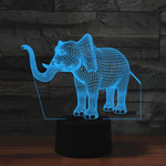 Candeeiro de Mesa LED 3D em Forma de Elefante Colorido, Versão com Controlo Remoto 16 Cores, Versão com Controlo Remoto 16 Cores