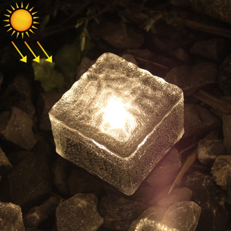 Lâmpada de Jardim Decorativa Subterrânea LED Exterior com Vidro Temperado Solar IP68 à Prova de Água com Painel Solar de 0,2W