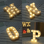Luz de Feriado LED Quente Branca Alimentada a Pilhas Secas, A, N, B, O, C, P, D, Q, E, R, F, G, T, U, V, I, W, J, K, X, L, M, Z