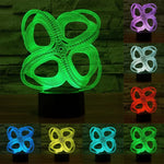 Candeeiro de Mesa Estéreo Visual Criativo com Descoloração de 7 Cores Luz Noturna, Estilo Abstrato de Quatro Círculos