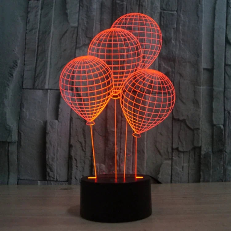 Candeeiro de Mesa Estéreo Visual Criativo com Descoloração de 7 Cores Luz Noturna, Estilo Balão
