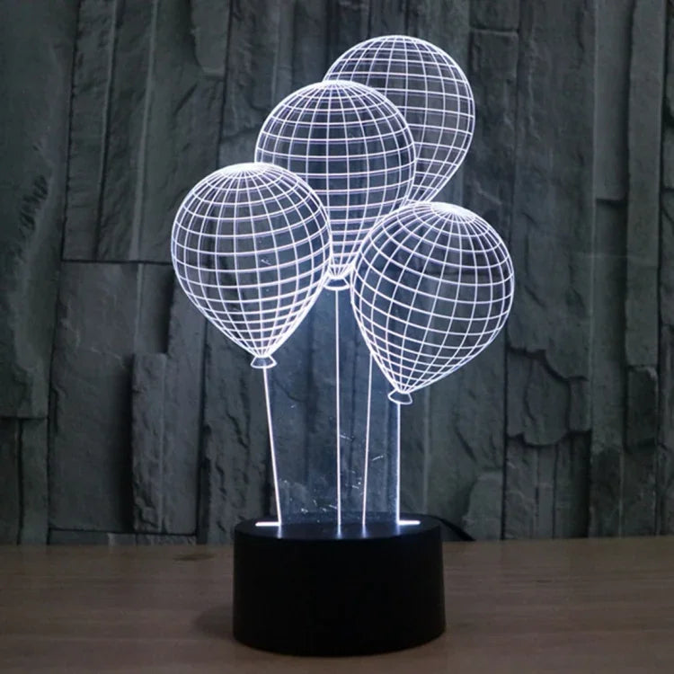 Candeeiro de Mesa Estéreo Visual Criativo com Descoloração de 7 Cores Luz Noturna, Estilo Balão