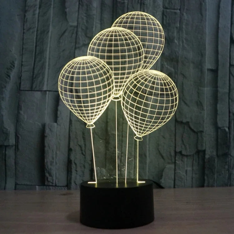 Candeeiro de Mesa Estéreo Visual Criativo com Descoloração de 7 Cores Luz Noturna, Estilo Balão