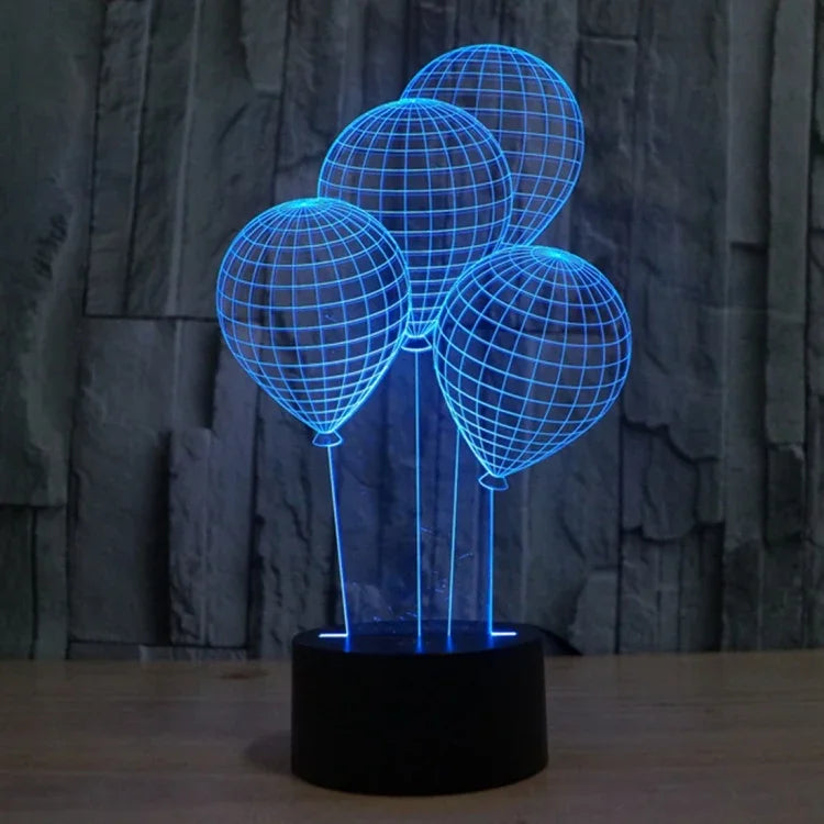 Candeeiro de Mesa Estéreo Visual Criativo com Descoloração de 7 Cores Luz Noturna, Estilo Balão