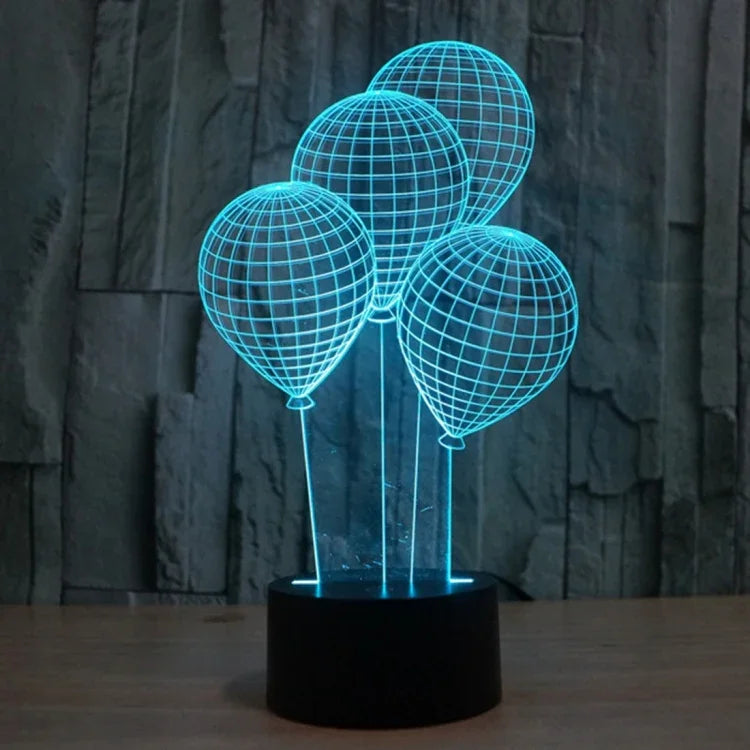 Candeeiro de Mesa Estéreo Visual Criativo com Descoloração de 7 Cores Luz Noturna, Estilo Balão