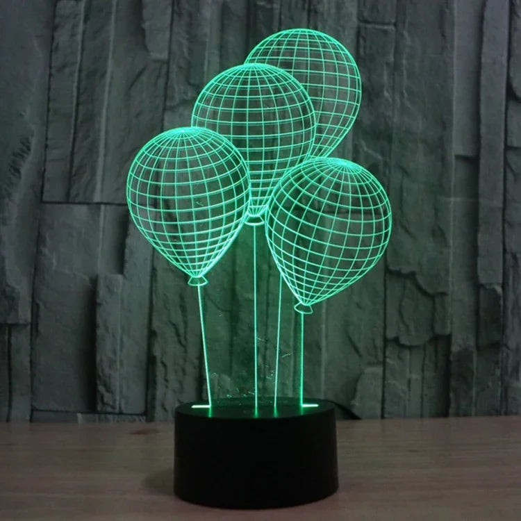 Candeeiro de Mesa Estéreo Visual Criativo com Descoloração de 7 Cores Luz Noturna, Estilo Balão