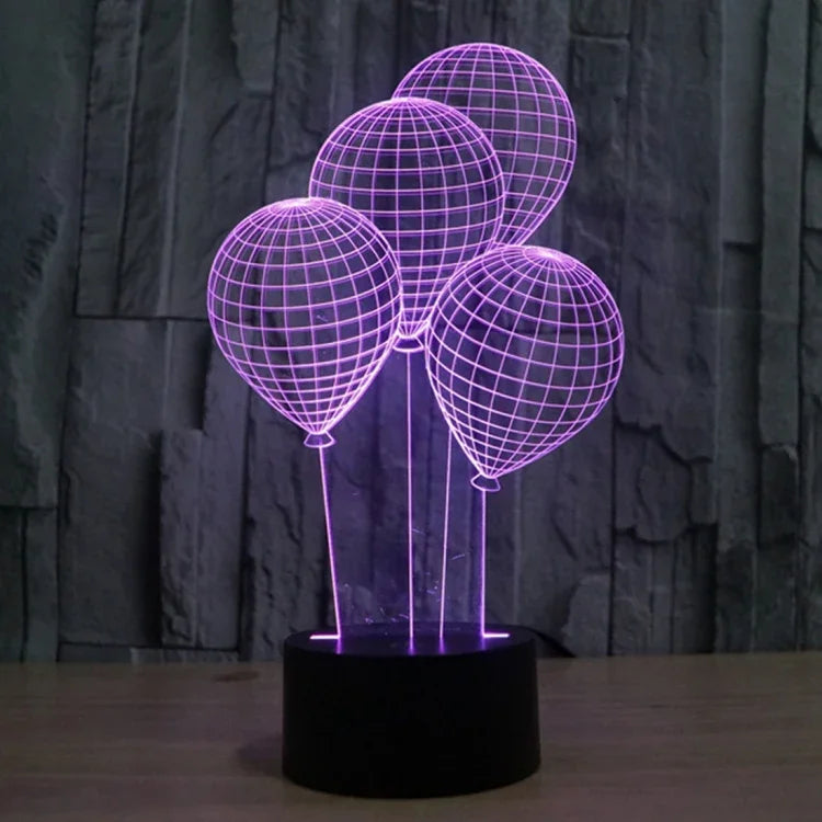 Candeeiro de Mesa Estéreo Visual Criativo com Descoloração de 7 Cores Luz Noturna, Estilo Balão
