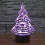 Candeeiro de Mesa Estéreo Visual Criativo com Descoloração de 7 Cores Luz Noturna, Estilo Árvore de Natal
