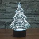 Candeeiro de Mesa Estéreo Visual Criativo com Descoloração de 7 Cores Luz Noturna, Estilo Árvore de Natal