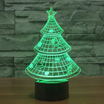 Candeeiro de Mesa Estéreo Visual Criativo com Descoloração de 7 Cores Luz Noturna, Estilo Árvore de Natal