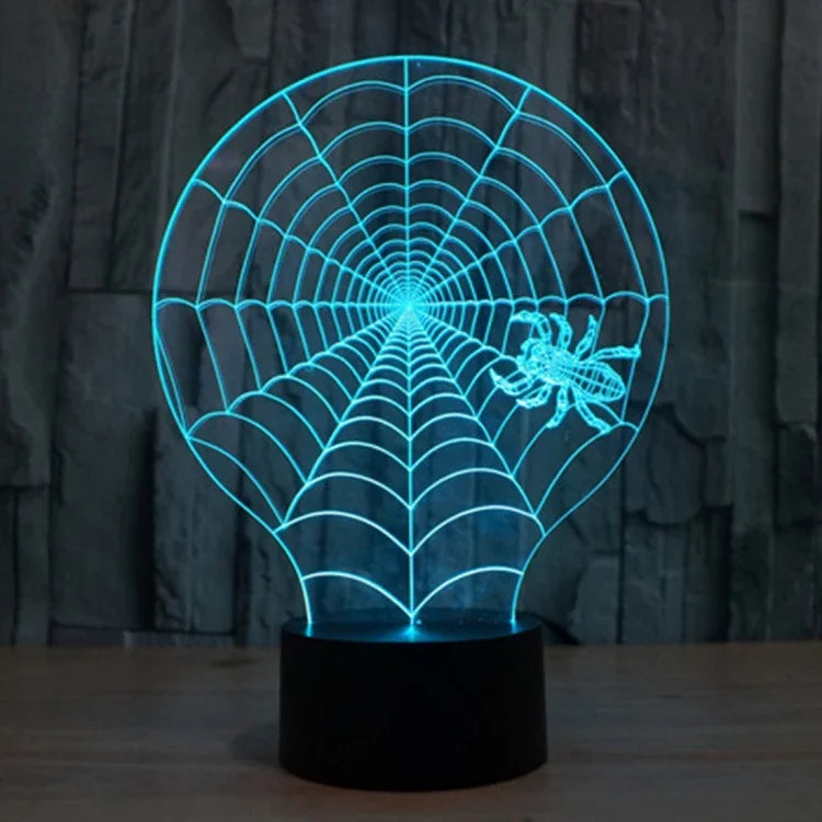 7 Colour Discoloration Creative Visual Stereo Lamp Desk Lamp Night Light, Cobweb Style