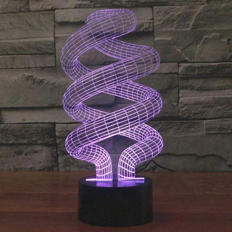 Candeeiro de Mesa Criativo com Mudança de Cor em 7 Tons, Luz Noturna Visual Estéreo, Estilo Espiral
