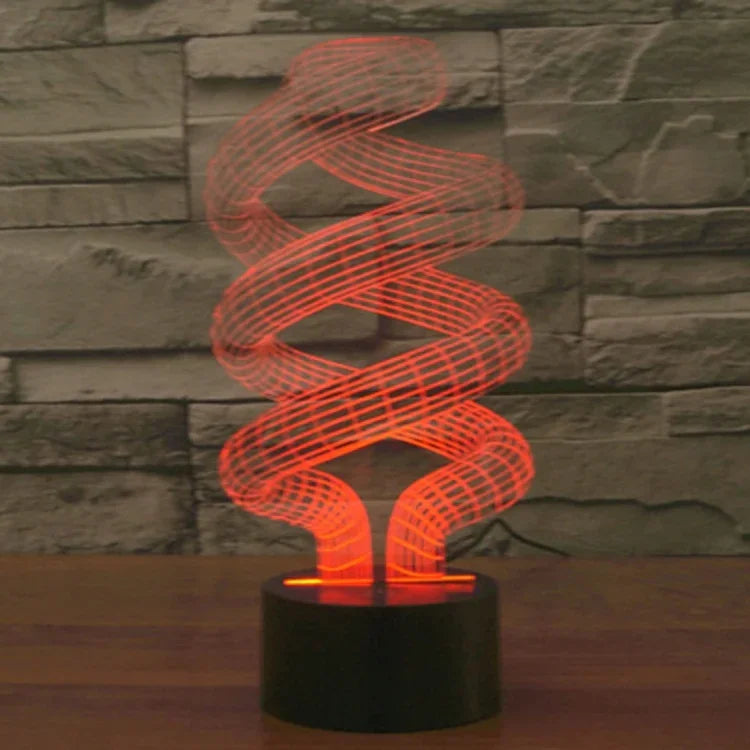 Candeeiro de Mesa Criativo com Mudança de Cor em 7 Tons, Luz Noturna Visual Estéreo, Estilo Espiral