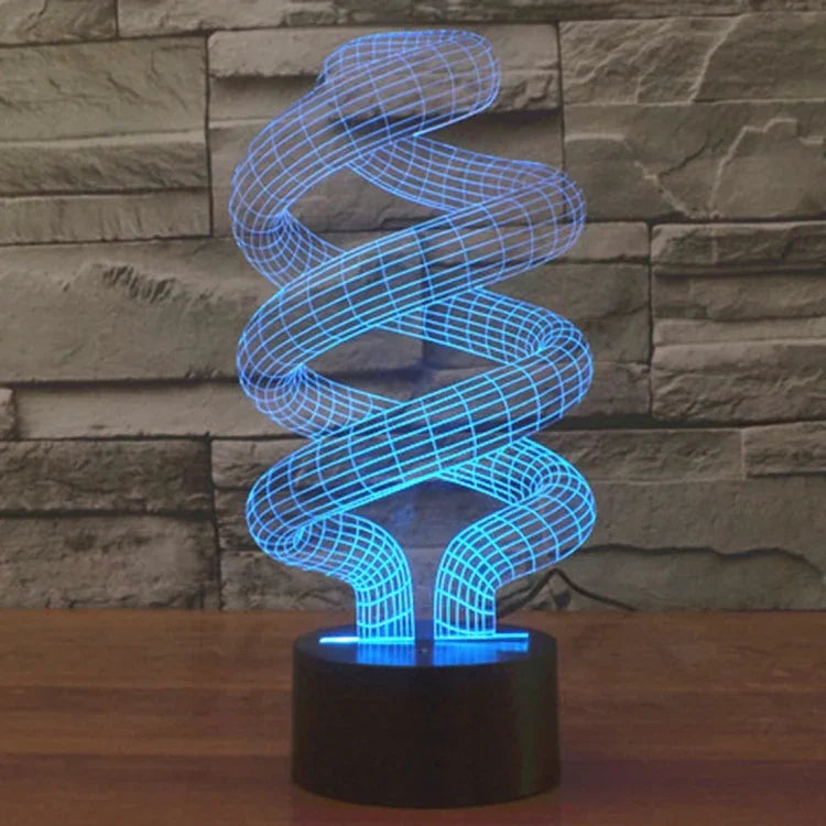 Candeeiro de Mesa Criativo com Mudança de Cor em 7 Tons, Luz Noturna Visual Estéreo, Estilo Espiral