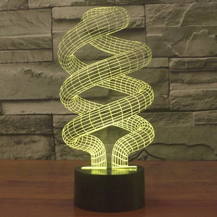 Candeeiro de Mesa Criativo com Mudança de Cor em 7 Tons, Luz Noturna Visual Estéreo, Estilo Espiral
