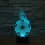 Luz noturna visual criativa estereoscópica com descoloração de 7 cores, estilo futebol pensativo