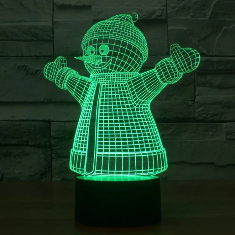 Lâmpada de secretária visual criativa estereoscópica com descoloração de 7 cores, estilo boneco de neve 2923