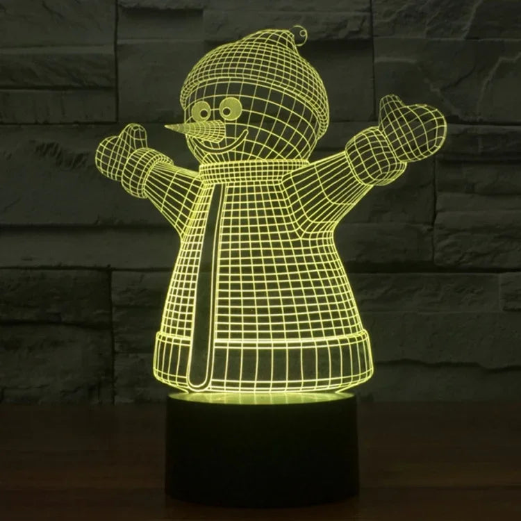 Lâmpada de secretária visual criativa estereoscópica com descoloração de 7 cores, estilo boneco de neve 2923