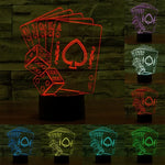 Lâmpada de secretária visual criativa estereoscópica com descoloração de 7 cores, estilo poker