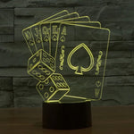 Lâmpada de secretária visual criativa estereoscópica com descoloração de 7 cores, estilo poker