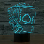 Lâmpada de secretária visual criativa estereoscópica com descoloração de 7 cores, estilo poker