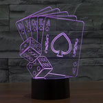 Lâmpada de secretária visual criativa estereoscópica com descoloração de 7 cores, estilo poker