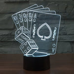Lâmpada de secretária visual criativa estereoscópica com descoloração de 7 cores, estilo poker