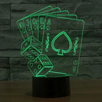 Lâmpada de secretária visual criativa estereoscópica com descoloração de 7 cores, estilo poker