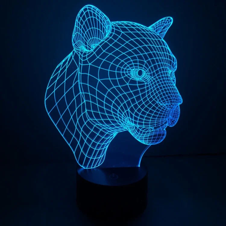 Lâmpada de secretária visual criativa estereoscópica com descoloração de 7 cores, estilo leopardo