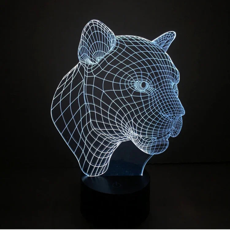 Lâmpada de secretária visual criativa estereoscópica com descoloração de 7 cores, estilo leopardo