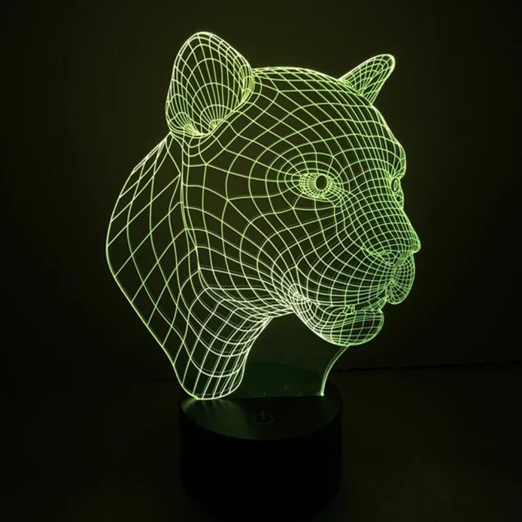 Lâmpada de secretária visual criativa estereoscópica com descoloração de 7 cores, estilo leopardo