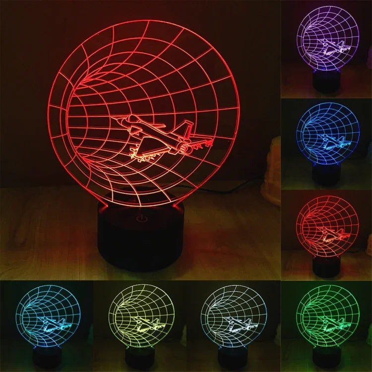Lâmpada de secretária visual criativa estereoscópica com descoloração de 7 cores, estilo máquina do tempo