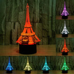 Lâmpada de secretária visual criativa estereoscópica com descoloração de 7 cores, estilo Torre Eiffel