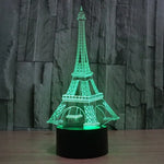 Lâmpada de secretária visual criativa estereoscópica com descoloração de 7 cores, estilo Torre Eiffel