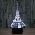 Lâmpada de secretária visual criativa estereoscópica com descoloração de 7 cores, estilo Torre Eiffel