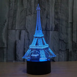 Lâmpada de secretária visual criativa estereoscópica com descoloração de 7 cores, estilo Torre Eiffel