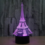 Lâmpada de secretária visual criativa estereoscópica com descoloração de 7 cores, estilo Torre Eiffel