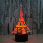 Lâmpada de secretária visual criativa estereoscópica com descoloração de 7 cores, estilo Torre Eiffel